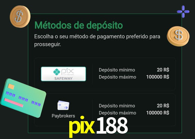 O cassino pix188 oferece uma grande variedade de métodos de pagamento